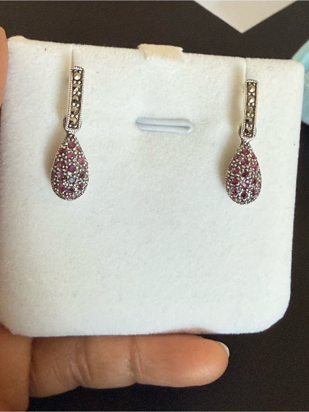 Solid sterling silver marcasite earrings